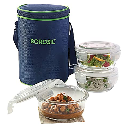 Borosil Lunch Box Microwavable Klip And Store 400 ML